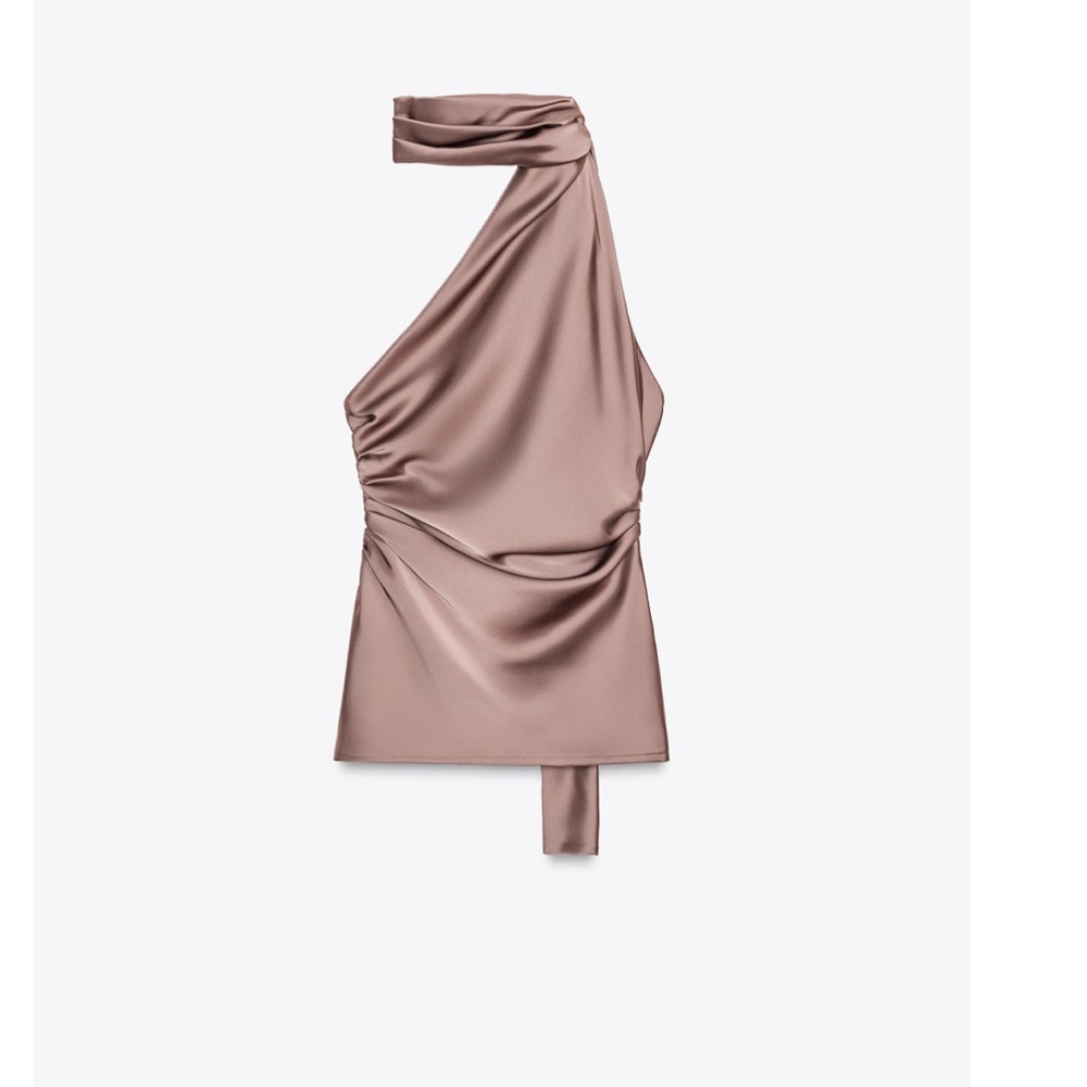 NWT zara scarf halter satin top size XS